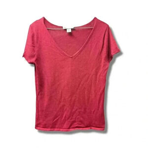 Rena Rowan Women's V-Neck Short Sleeve sweaterTee Red Size M